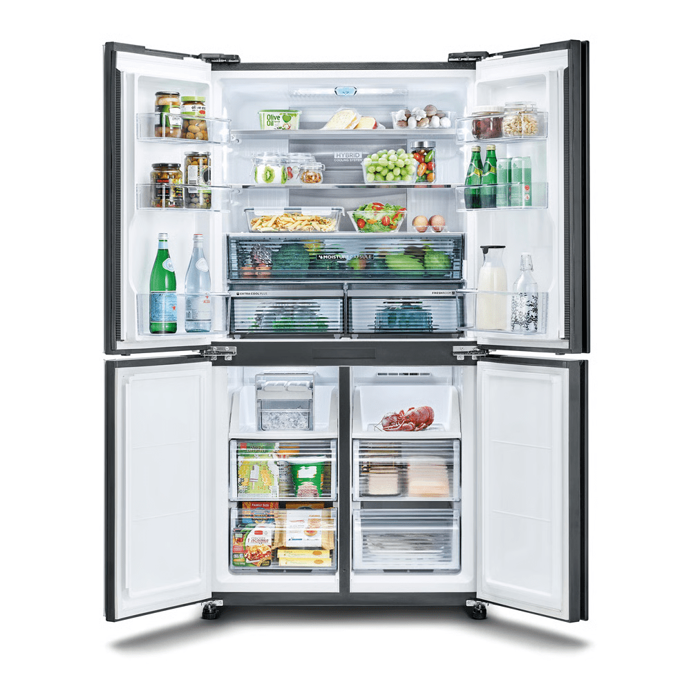 מקרר 4 דלתות מקפיא תחתון 525 ליטר נטו Sharp SJ-8570-SL עם התקן שבת מובנה - גימור נירוסטה מושחרת - K.B.V
