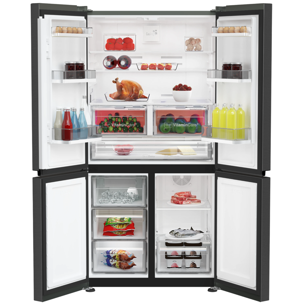 מקרר 4 דלתות Blomberg KQD1638XBR כולל התקן שבת ומייצר קרח - גימור נירוסטה מושחרת - יבואן רשמי