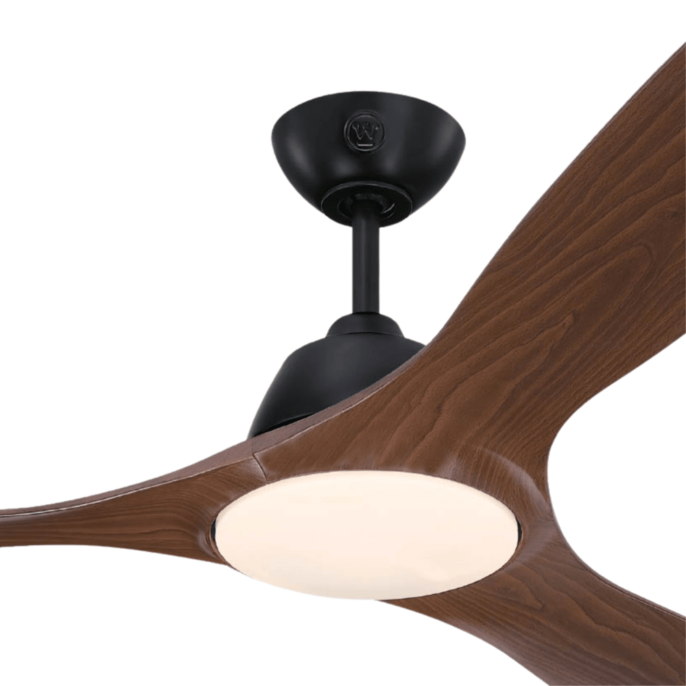 מאוורר תקרה ותאורה פנים/ חוץ עם שלט Westinghouse jessica 52" 24W - צבע שחור בשילוב מהגוני - K.B.V
