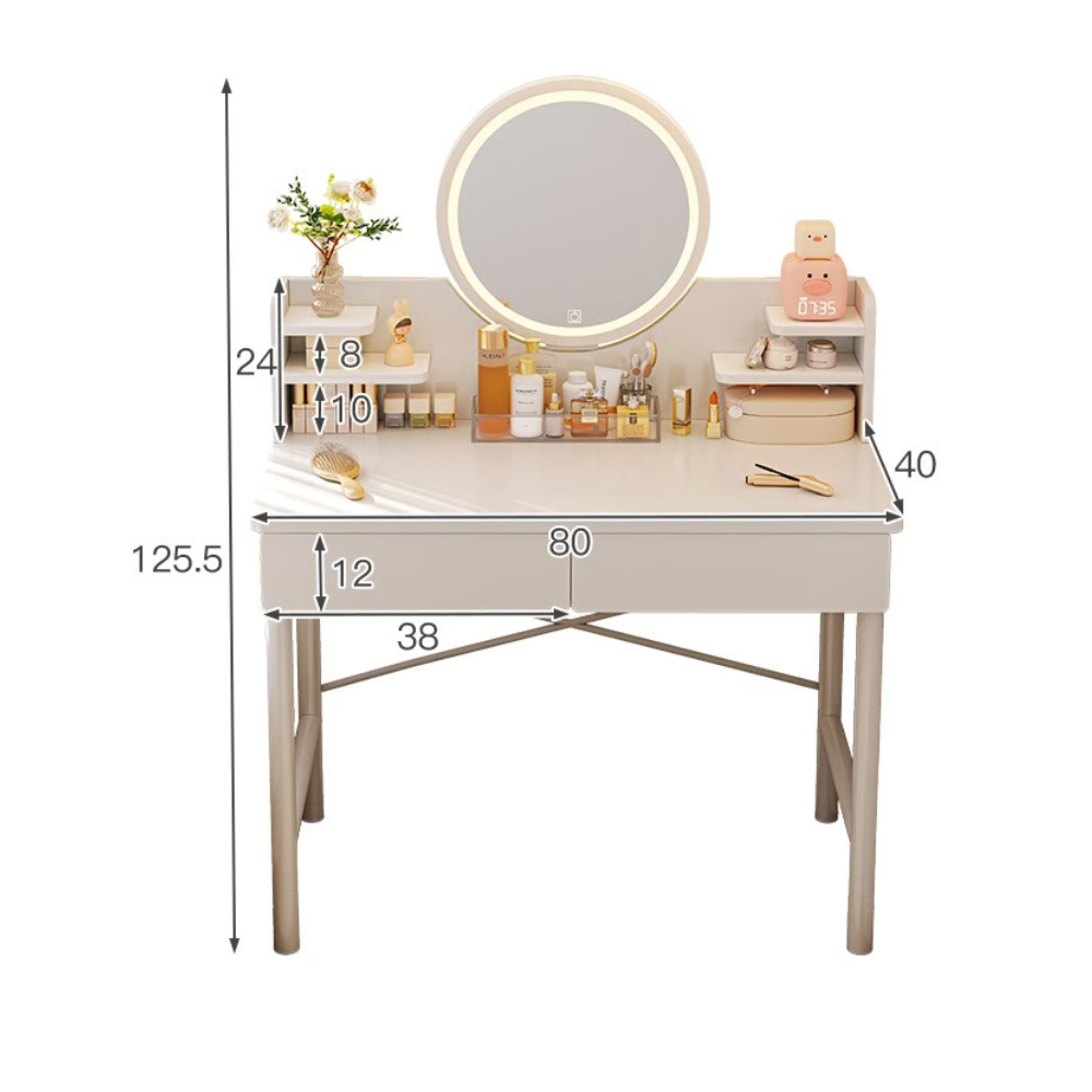 שידת איפור עם מראה רוחב 80 ס"מ דגם RSM-1015 לבן ROSSO ITALY - יבואן רשמי