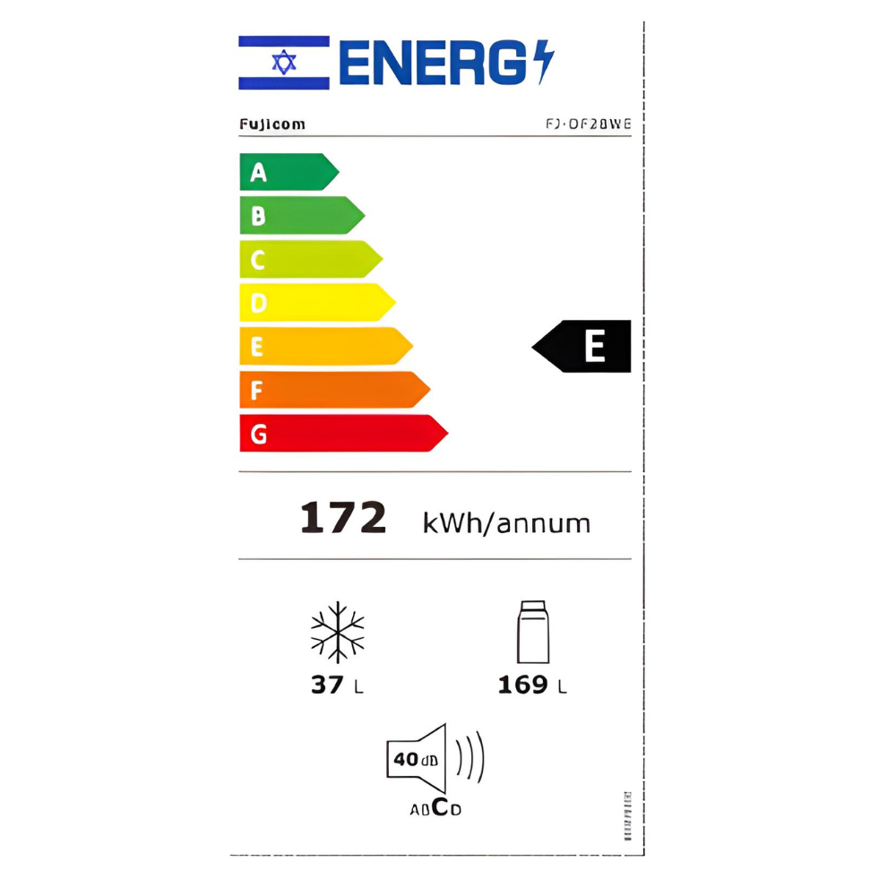מקרר מקפיא עליון 2 דלתות 206 ליטר Fujicom FJ-DF28WE - צבע לבן - יבואן רשמי