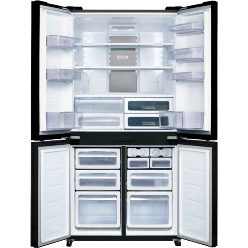 מקרר 4 דלתות 611 ליטר נטו Sharp SJ-FSRN87WH - גימור זכוכית לבנה אחריות - יבואן רשמי