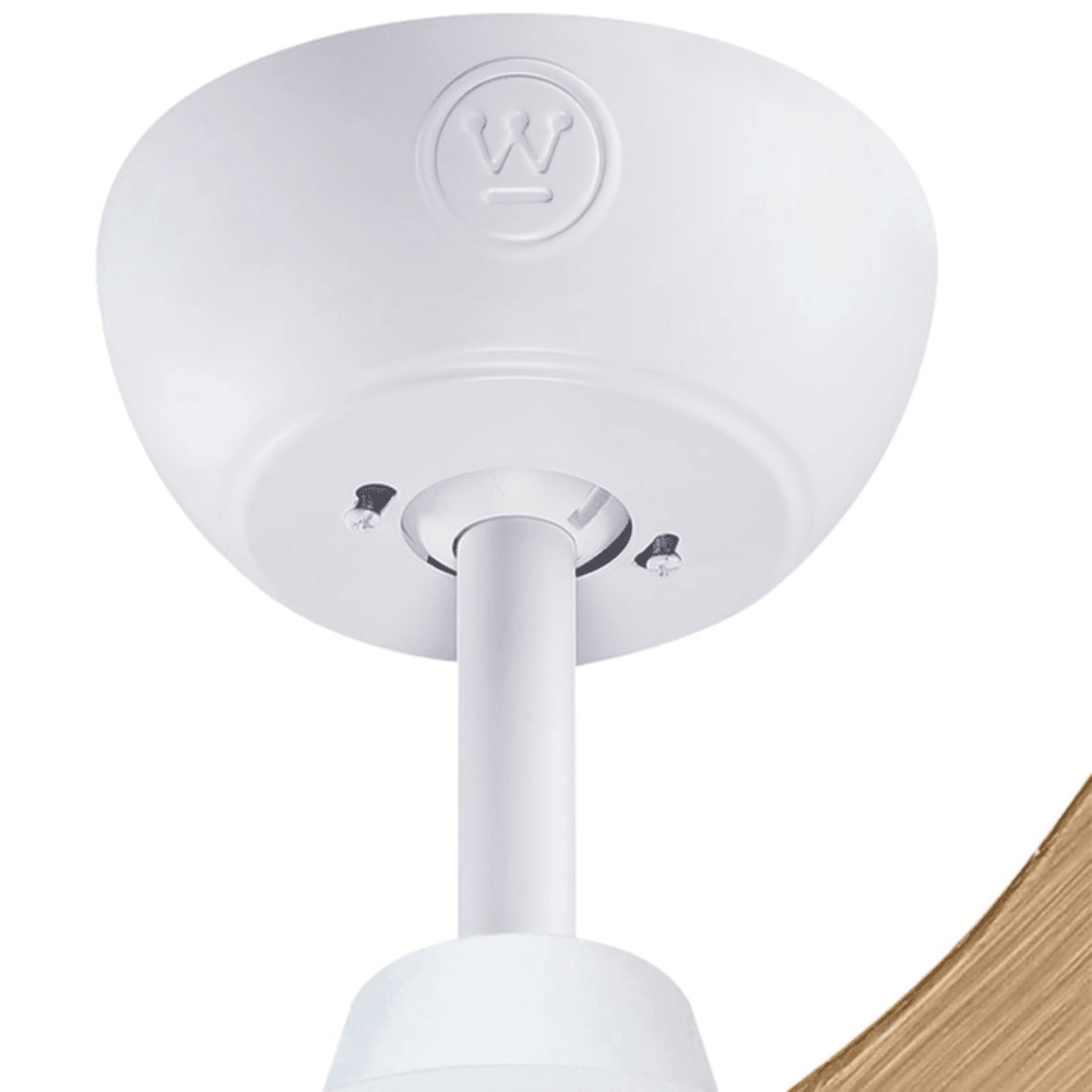 מאוורר תקרה מנוע DC עם שלט Westinghouse Montana 28W "42 - צבע לבן בשילוב אלון - K.B.V