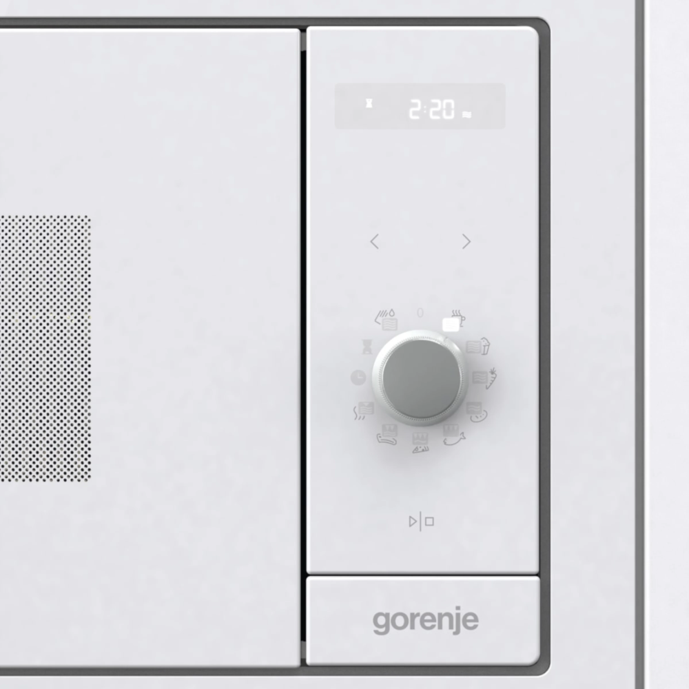 מיקרוגל בנוי אינטגרלי משולב גריל Gorenje BM235G1SYW מסדרת Simplicity - גימור זכוכית לבנה - יבואן רשמי