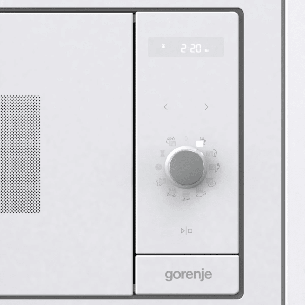 מיקרוגל בנוי אינטגרלי משולב גריל Gorenje BM235G1SYW מסדרת Simplicity - גימור זכוכית לבנה - K.B.V