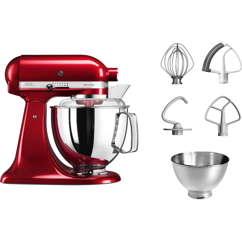 מיקסר עם זוג קערות בנפחים שונים KitchenAid 5KSM175EICA צבע אדום תפוח - יבואן רשמי