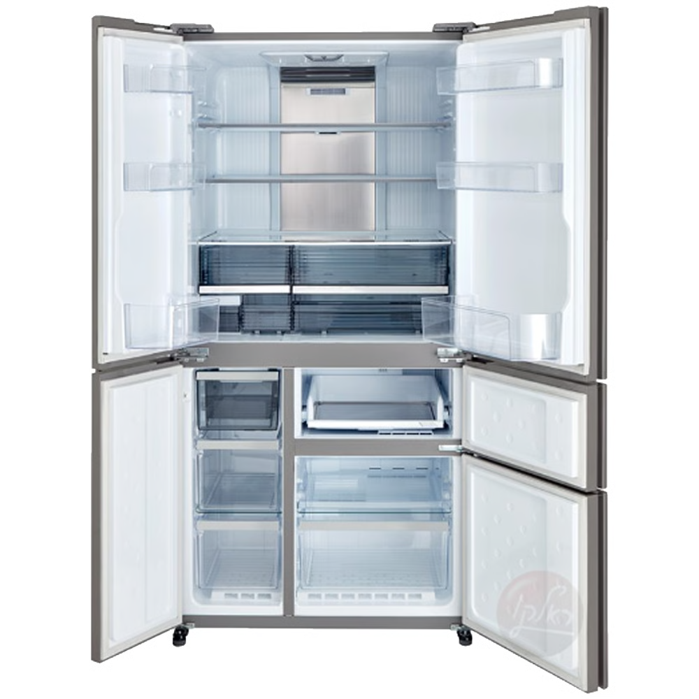 מקרר 5 דלתות מקפיא תחתון 661 ליטר נטו Sharp SJ-9731 עם התקן שבת מובנה - גימור זכוכית שחורה - יבואן רשמי