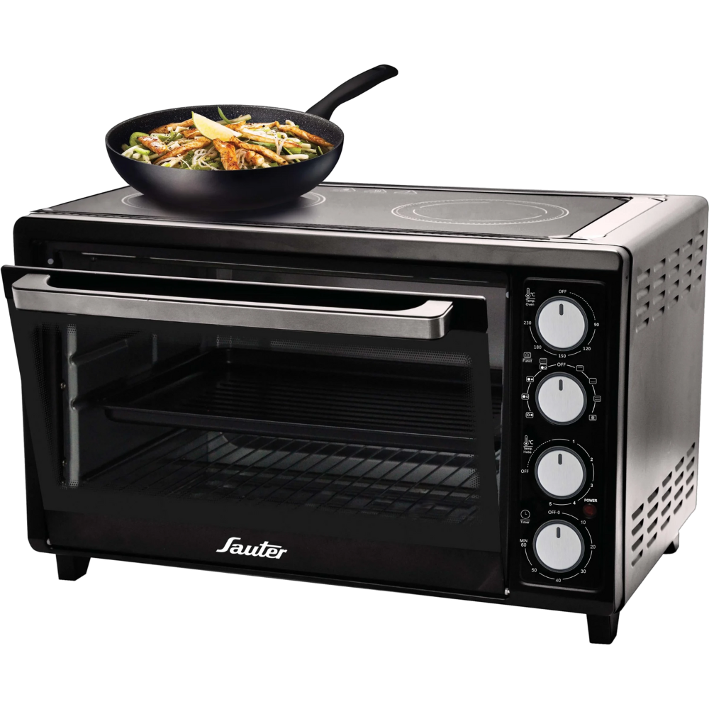 טוסטר אובן דיגיטלי משולב כיריים קרמיות 50 ליטר Sauter TOC502 - שנה אחריות ע"י - יבואן הרשמי