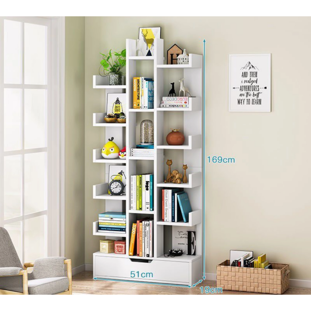 ספריה מעוצבת מודרנית גובה 169 ס"מ דגם RSM-3076 צבע לבן ROSSO ITALY - יבואן רשמי