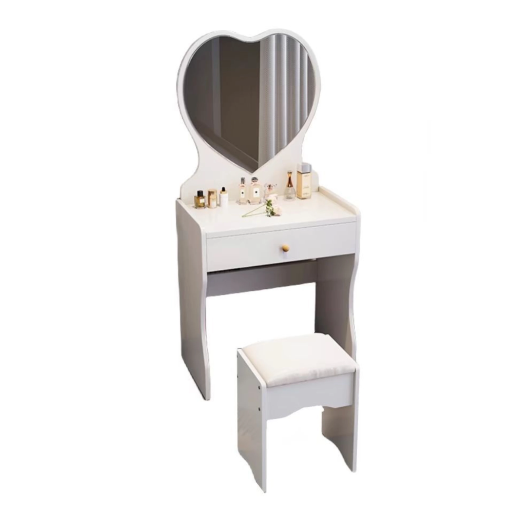 שידת איפור עם מראה בצורת לב וכסא 50 ס"מ צבע לבן דגם Rosso Italy RSM-3212 - יבואן רשמי