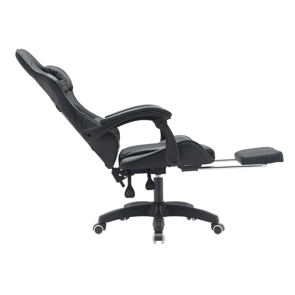 כסא גיימרים עם הדום ומסאז' רטט Rosso Italy RSM-1042 - צבע שחור ואפור - יבואן רשמי