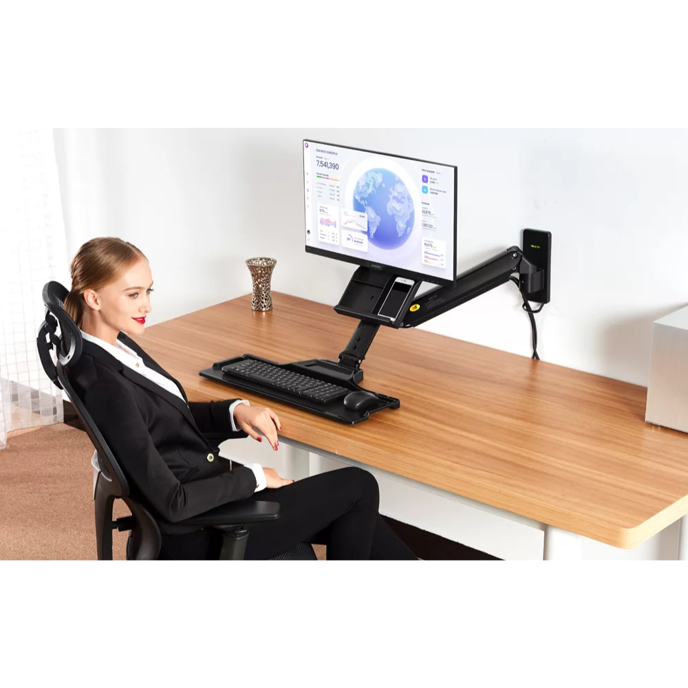 עמדת עבודה ארגונומית מיועדת לתלייה על קיר למסך מחשב, מקלדת ועכבר NB - North Bayou MB-32 - יבואן רשמי