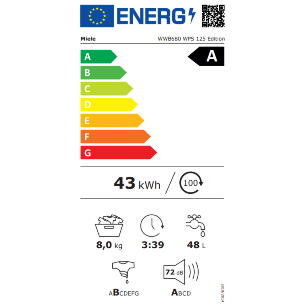 מכונת כביסה פתח חזית 8 ק"ג Miele WWB680 TWIN DOS במהירות 1400 סל"ד - צבע לבן - K.B.V