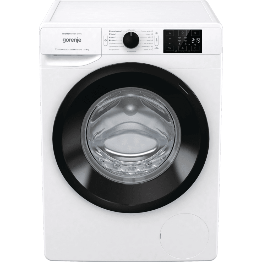 מכונת כביסה פתח חזית 9 ק"ג Gorenje WNEI94AS במהירות 1400 סל"ד - צבע לבן - K.B.V