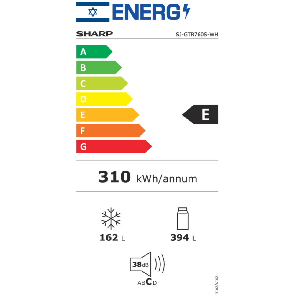 מקרר מקפיא עליון 556 ליטר נטו Sharp SJ-GTR760S-WH - גימור לבן - K.B.V