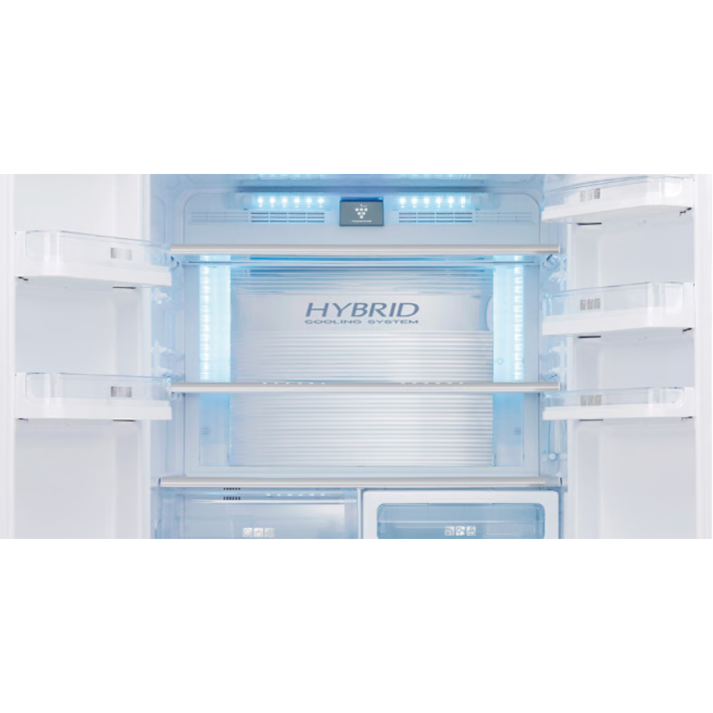 מקרר מקפיא עליון 474 ליטר נטו 2369 Sharp עם התקן שבת מובנה - גימור כסוף - יבואן רשמי