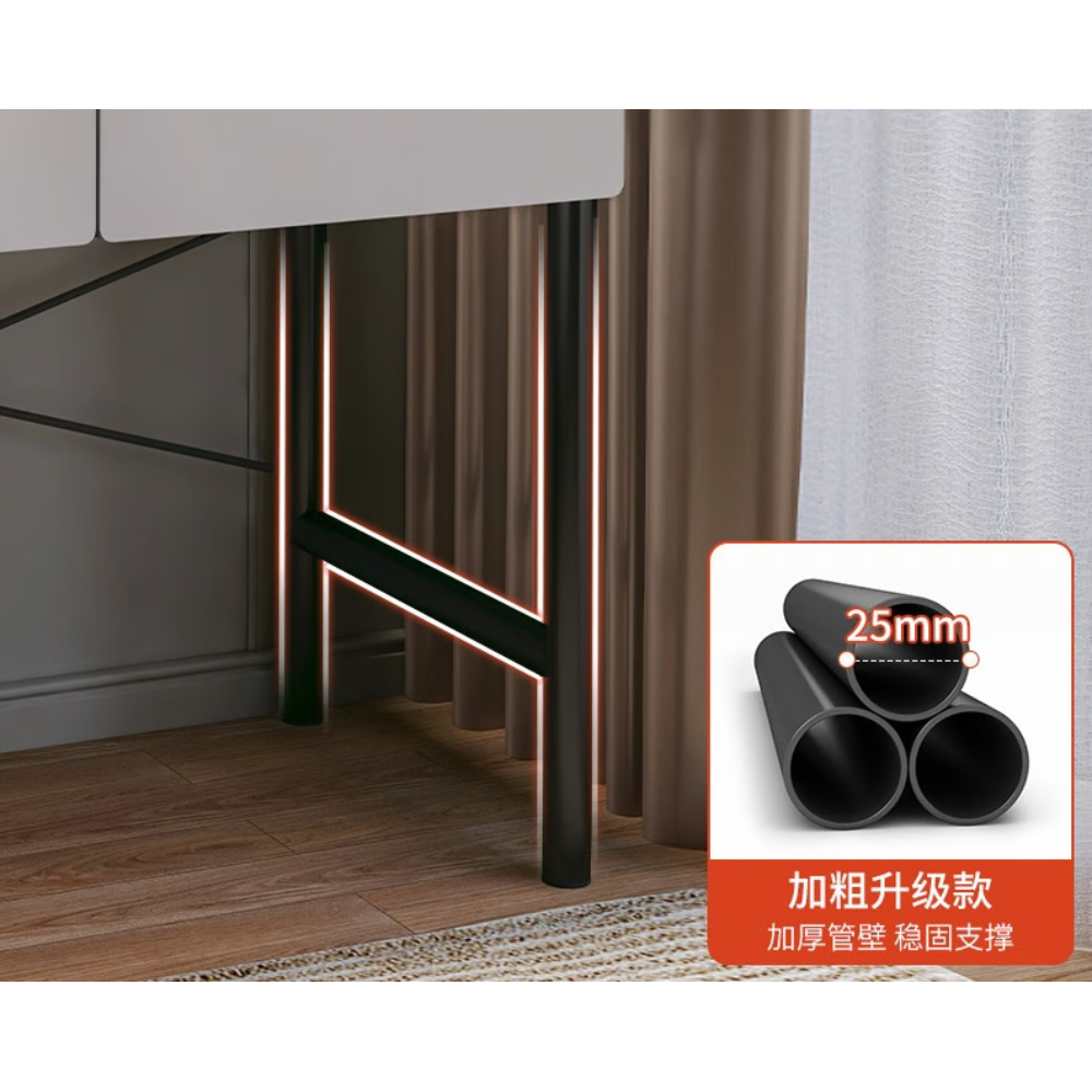 שידת איפור עם מראה רוחב 80 ס"מ דגם RSM-1015 מבית ROSSO ITALY צבע אפור מגירות לבנות - יבואן רשמי