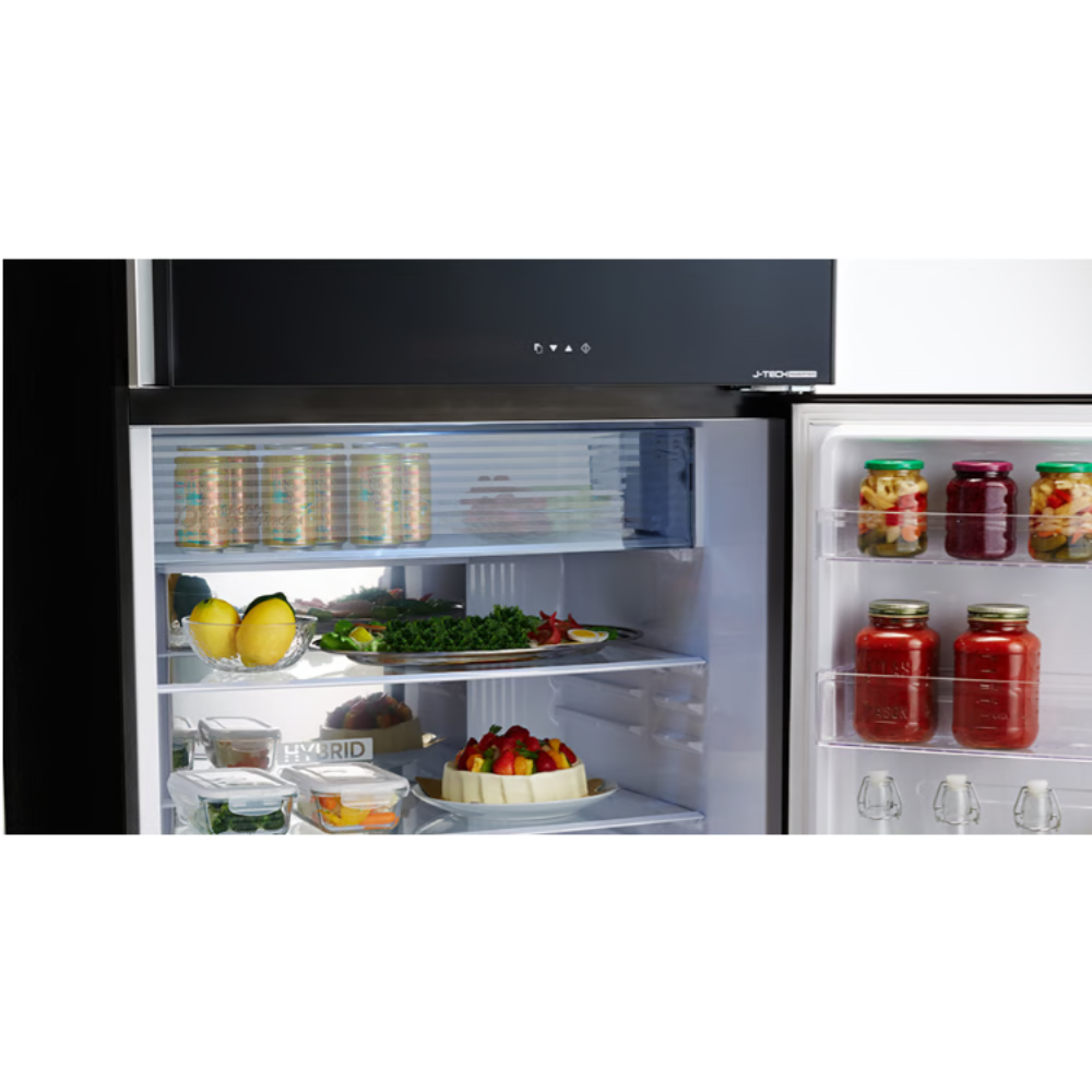 מקרר מקפיא עליון 600 ליטר נטו Sharp 4660 עם התקן שבת מובנה - גימור זכוכית לבנה - יבואן רשמי