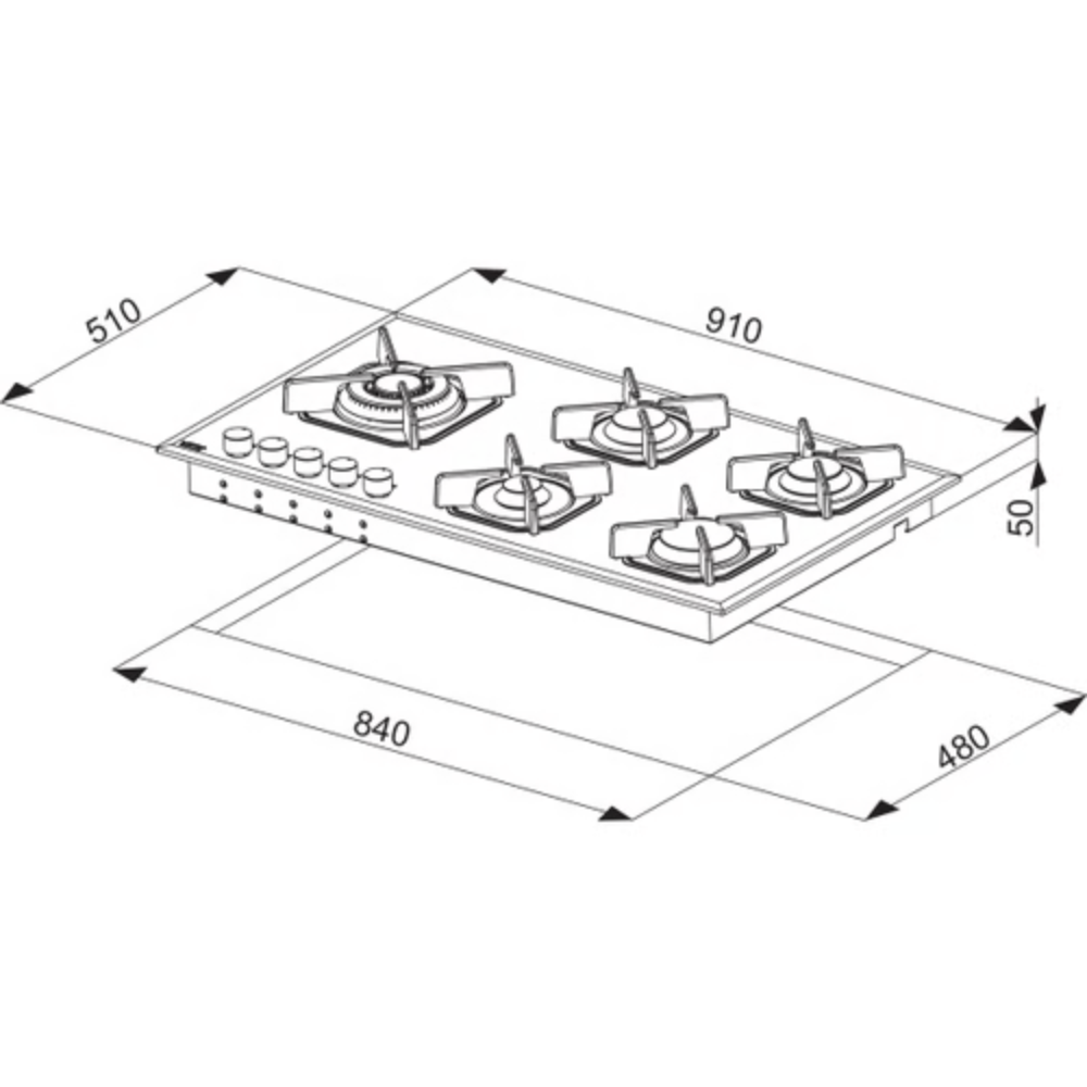 כיריים גז 5 להבות HGB95O LOFRA זכוכית לבנה תוצרת איטליה - אחריות - יבואן רשמי