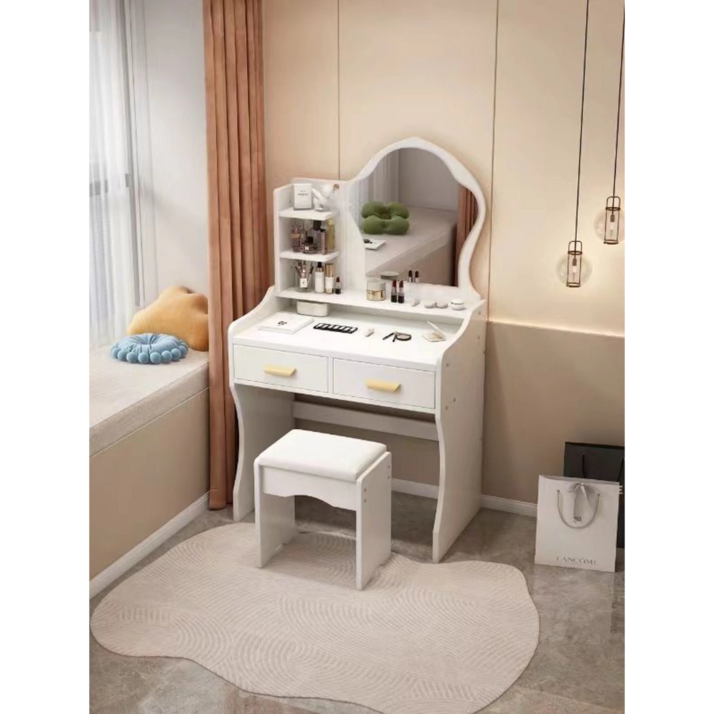 שידת איפור עם מראה וכסא 60 ס"מ צבע לבן דגם Rosso Italy RSM-3218 - יבואן רשמי