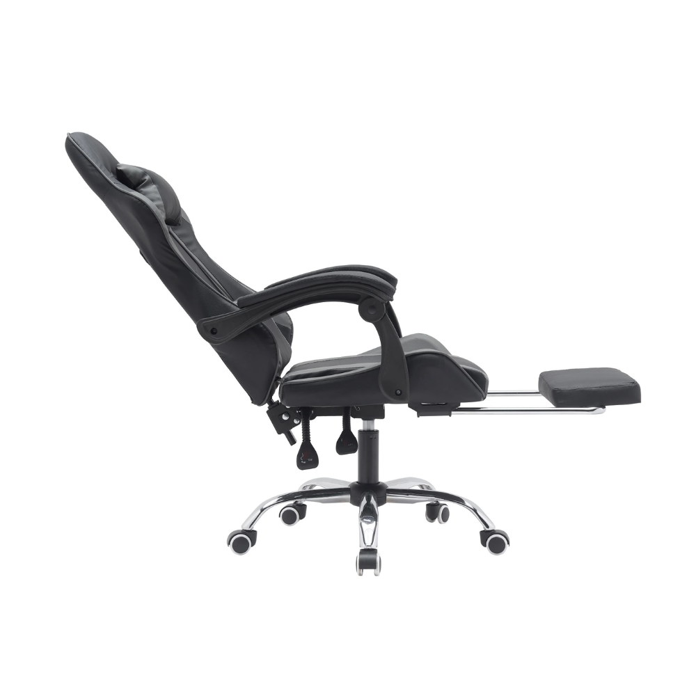 כסא גיימרים עם הדום ומסאז' רטט RSM-1044 שחור עם אפור ROSSO ITALY - יבואן רשמי