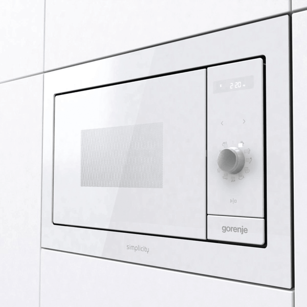 מיקרוגל בנוי אינטגרלי משולב גריל Gorenje BM235G1SYW מסדרת Simplicity - גימור זכוכית לבנה - K.B.V