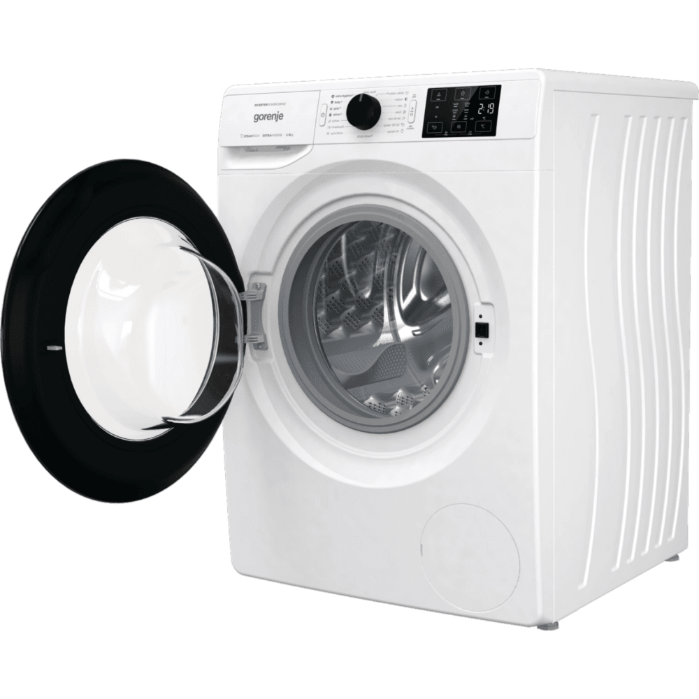 מכונת כביסה פתח חזית 9 ק"ג Gorenje WNEI94AS במהירות 1400 סל"ד - צבע לבן - K.B.V