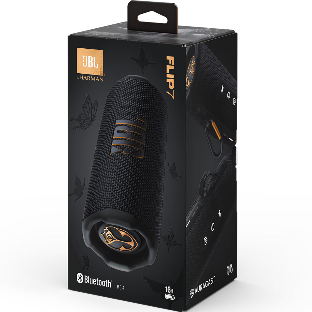 רמקול Bluetooth אלחוטי נייד JBL Flip 7 - מהדורה מוגבלת Tomorrowland שנה אחריות ע"י - יבואן הרשמי