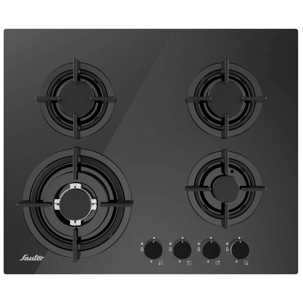 כיריים גז זכוכית 4 להבות Sauter SHG318B - צבע שחור אחריות ע"י - יבואן הרשמי