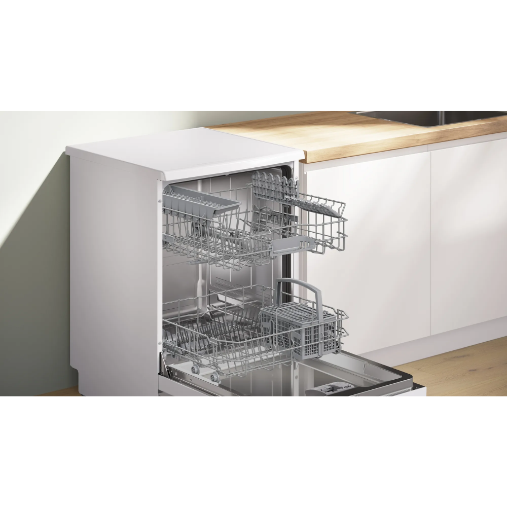 מדיח כלים עומד רחב 60 ס''מ Bosch Series 4 SMS4HKW07E - צבע לבן - תוצרת פולין - אחריות יבואן רשמי BSH