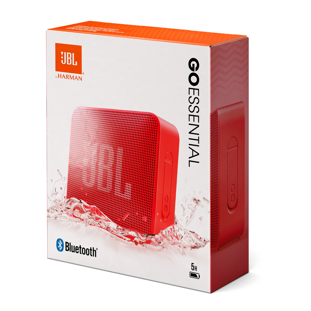רמקול נייד עמיד למים JBL Go Essential - צבע אדום שנה אחריות ע"י - יבואן הרשמי