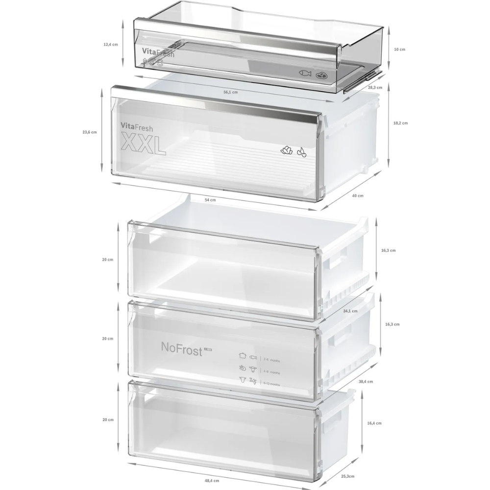 מקרר בוש Bosch מקפיא תחתון רוחב 70 ס”מ KGN49LBCF זכוכית שחורה - יבואן רשמי