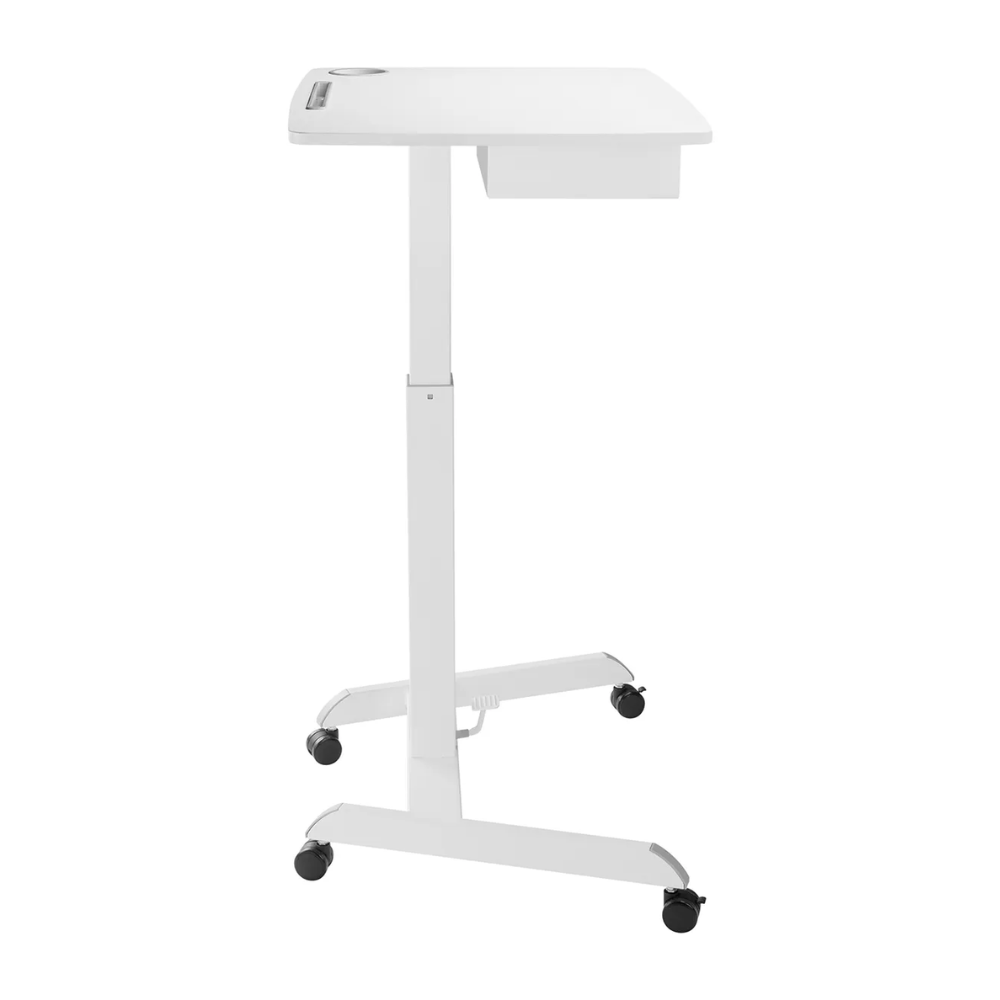 שולחן נייד מתכוונן בגובה עם מדף להנחת פריטים Lumi Legend / Brateck FWS07-04 White - יבואן רשמי