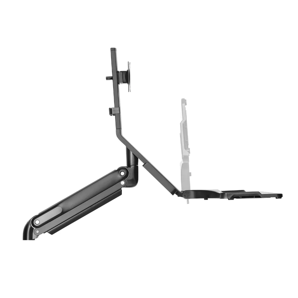 עמדת עבודה הידראולית למסך מחשב, מקלדת ועכבר עם תופסן קיר למחשבים נייחים Lumi Legend / Brateck WWS05-01 - יבואן רשמי