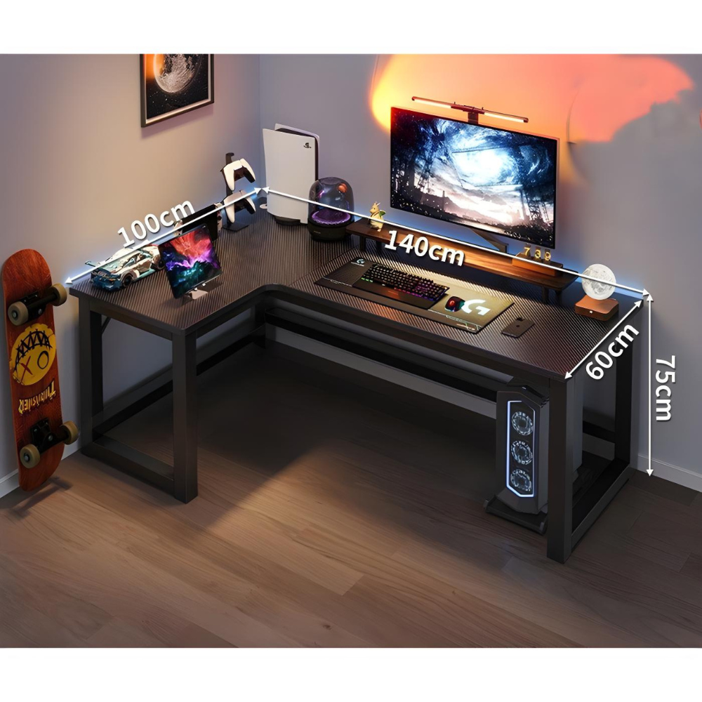 פינת גיימרים/שולחן כתיבה ענק רוחב 1.4 מטר דגם RSM-5001 צבע שחור ROSSO ITALY - יבואן רשמי