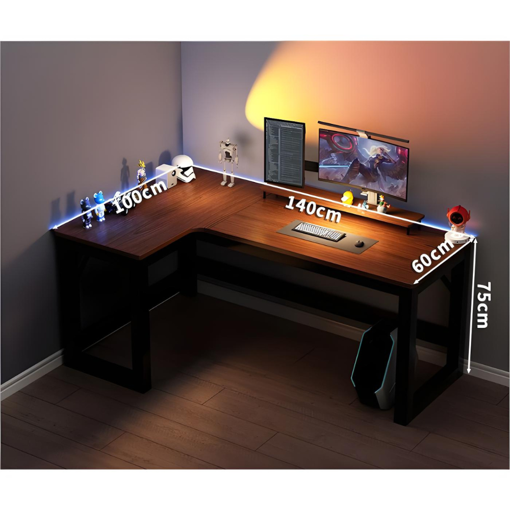 פינת גיימרים/שולחן מחשב כתיבה ענק דגם RSM-5031 רוחב ענק 1.4 מטר צבע שחור משולב עץ ROSSO ITALY - יבואן רשמי