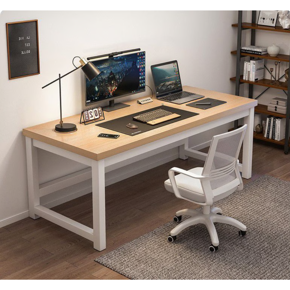 שולחן מחשב / כתיבה דגם RSM-2040 רוחב 1.2 מטר שלדה לבנה משולב עץ מבית Rosso italy - יבואן רשמי