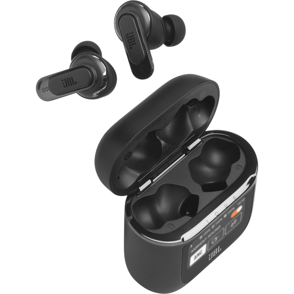 אוזניות אלחוטיות כיסוי חכם JBL Tour Pro 2 TWS ANC IPX5 - צבע שחור שנה אחריות ע"י - יבואן הרשמי