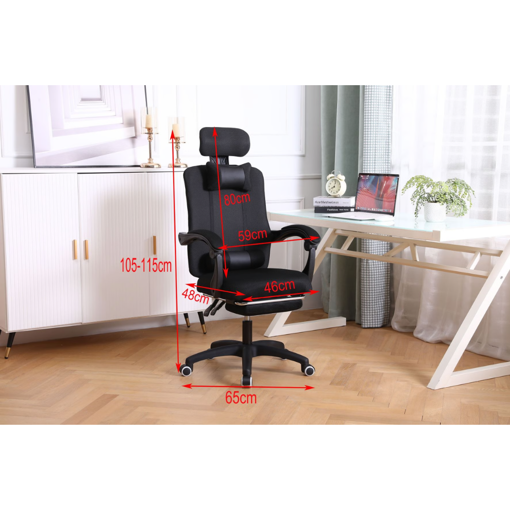 כסא מנהל אורטופדי Rosso Italy MSH-3-65 - צבע שחור - יבואן רשמי