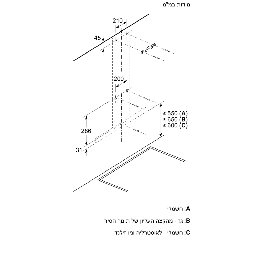 קולט אדים עם ארובה BOSCH בוש DWB96BC50 - יבואן רשמי
