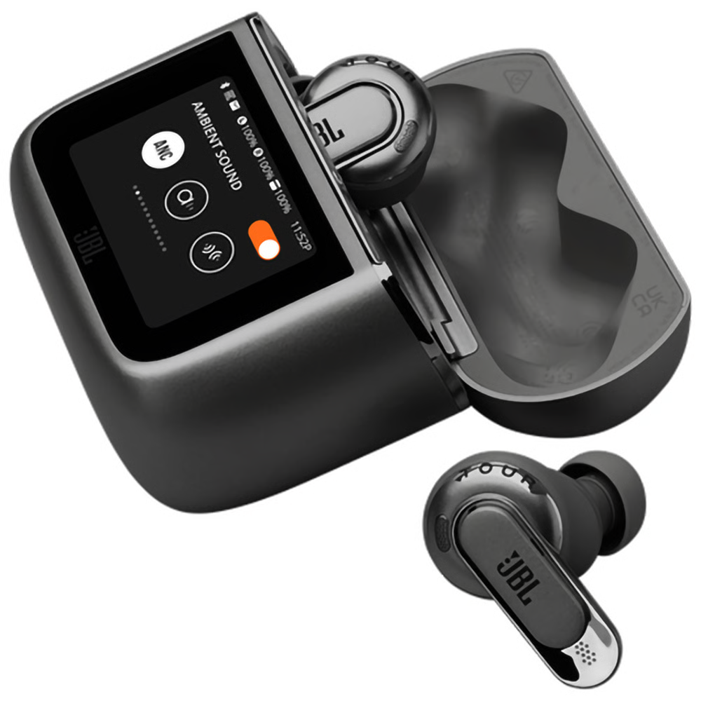 אוזניות אלחוטיות עם כיסוי חכם ומשתיק רעשים JBL Tour Pro 3 TWS - צבע שחור שנה אחריות ע"י - יבואן הרשמי