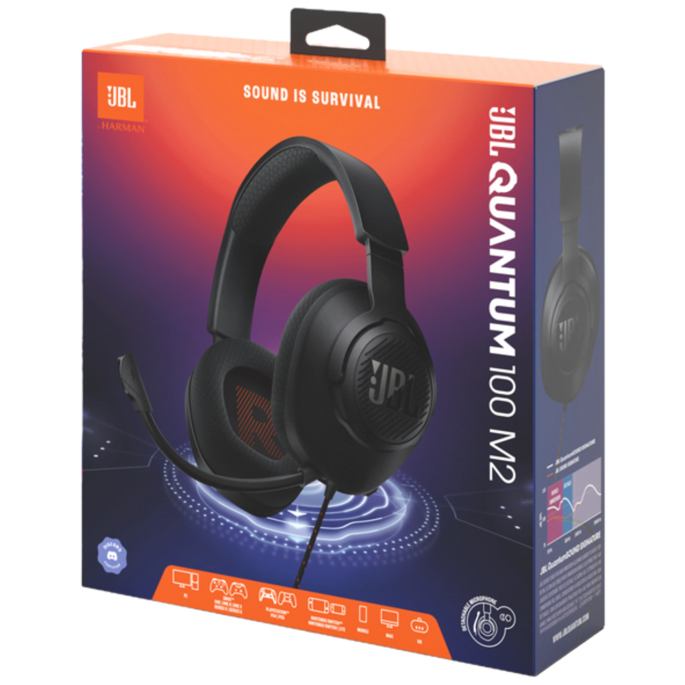 אוזניות גיימינג חוטיות JBL QUANTUM 100M2 - צבע שחור אחריות ע"י - יבואן הרשמי