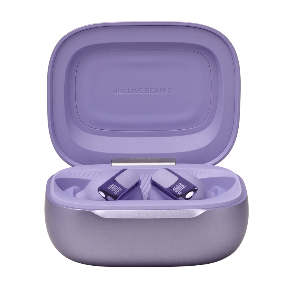 אוזניות אלחוטיות עם מארז טעינה חכם JBL Live Beam 3 TWS ANC IP55 - צבע סגול שנה אחריות ע"י - יבואן הרשמי