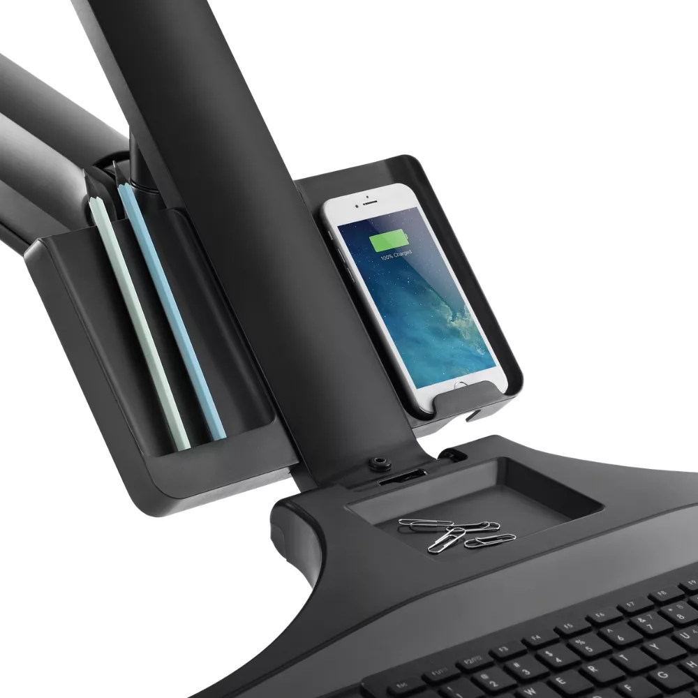 עמדת עבודה הידראולית למסך מחשב, מקלדת ועכבר עם תופסן קיר למחשבים נייחים Lumi Legend / Brateck WWS05-01 - יבואן רשמי