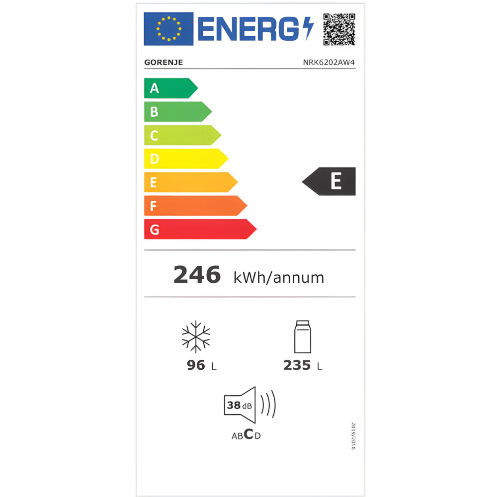 מקרר מקפיא תחתון 331 ליטר נטו gorenje NRK6202AW4 - גימור לבן - K.B.V