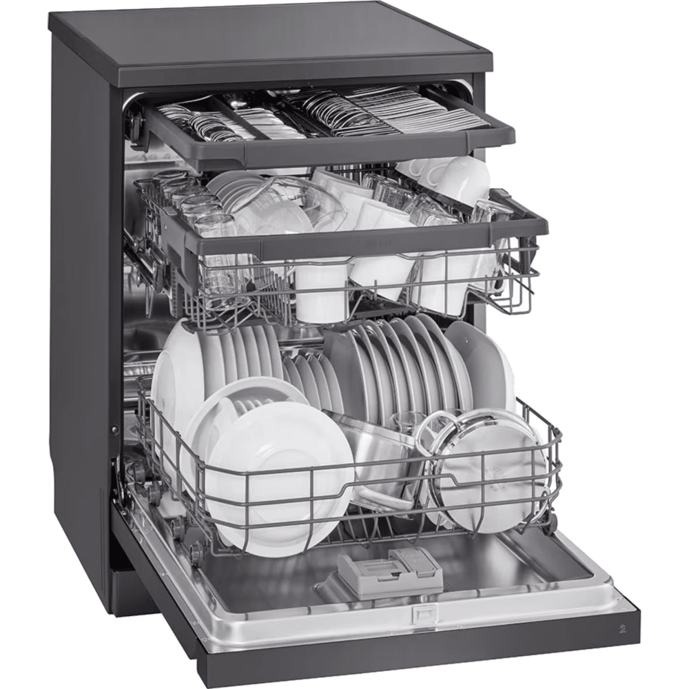 מדיח כלים רחב 14 מערכות כלים LG DFC513FM - גימור נירוסטה מושחרת - K.B.V