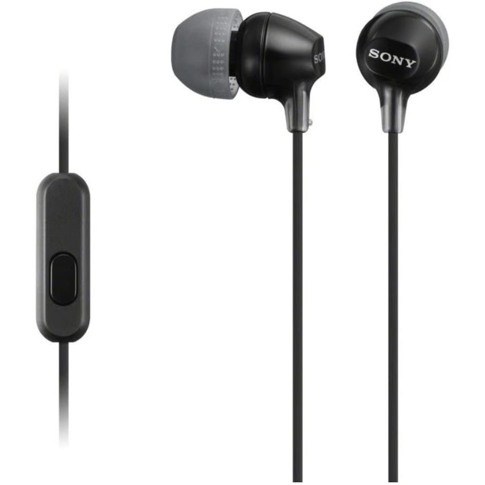אוזניות חוטיות Sony MDR-EX15AP - צבע שחור שנה אחריות ע"י - יבואן הרשמי
