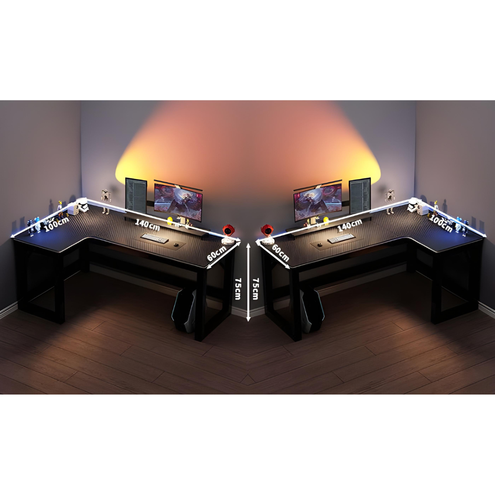 פינת גיימרים שולחן מחשב כתיבה ענק דגם ROSSO ITALY RSM-5032 רוחב ענק 1.4 מטר צבע שחור - יבואן רשמי