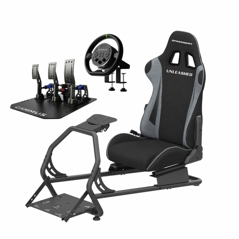 באנדל סימולטור נהיגה עם הגה דיירקט דרייב, דוושות לואוד סל ועמדת סימולטור איכותית Audio Line,CAMMUS Racer Bundle - יבואן רשמי