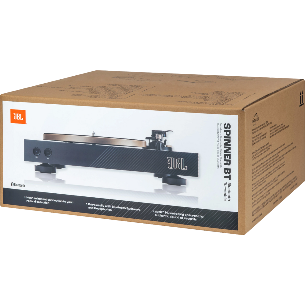 פטיפון מקצועי אלחוטי JBL Spinner Bluetooth - צבע זהב ושחור שנה אחריות ע"י - יבואן הרשמי